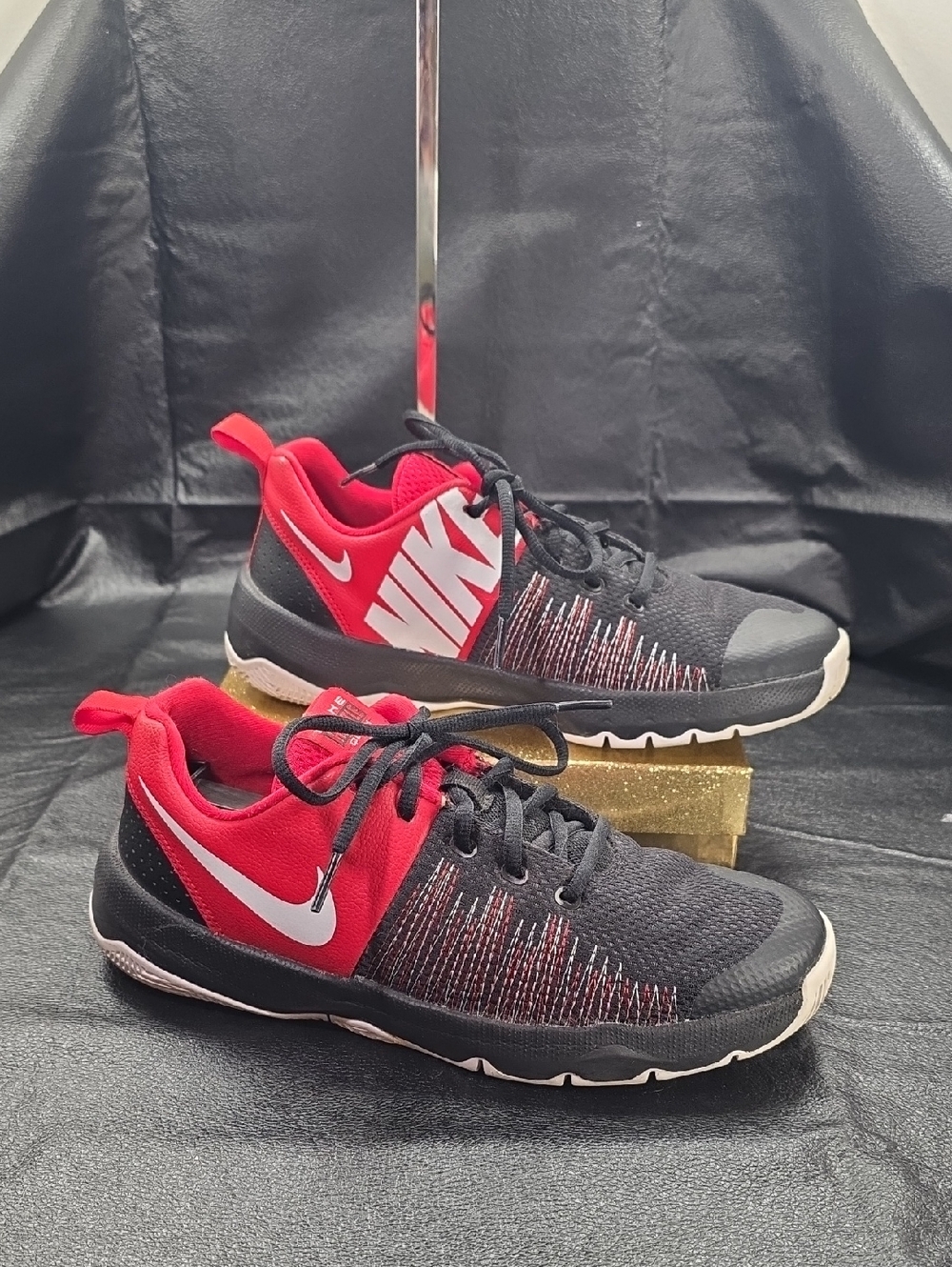 Nike Black and Red Training Sneakers with White Swoosh